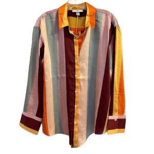 Fe Noel x Target Mixed Vertical Stripe Print Long Sleeve Button Down Shirt NWT